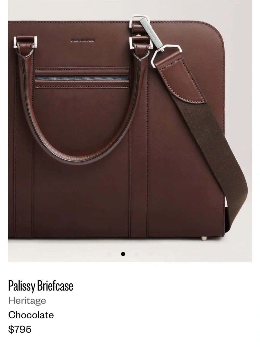 Authentic NEW open box- Carl Friedrik Palissy Briefcase- Chocolate
